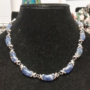 Sodalite 250.00 ctw Molto Kiss Necklace in Silvertone 18-20 Inches